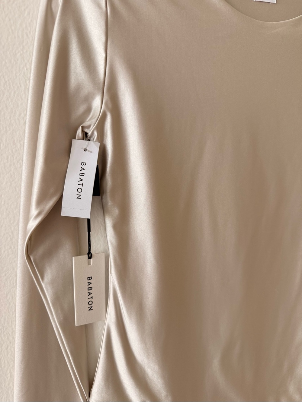 ARITZIA | Babaton Satin-Look Crewneck Top in Champagne Beige